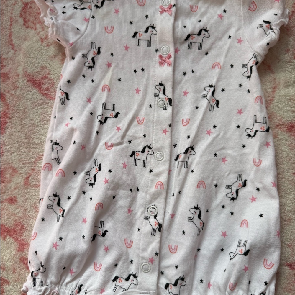 Carter's Pink and White Unicorn Romper